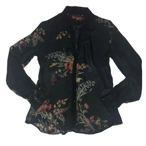 🖤 Zara Black Silk Floral Button Down Top NWOT 🖤